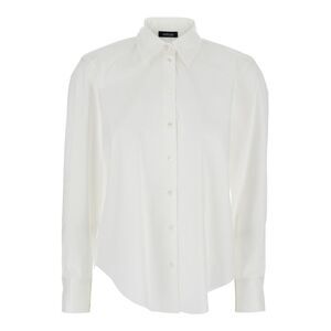 Plain Women White Shirt With Classic Collar And Buttoned Cuffs In Cotton Woman